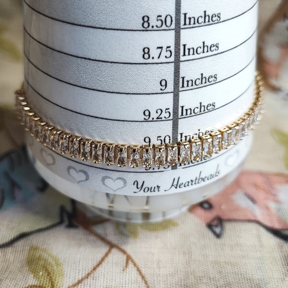 House of Harlow Gold Tone Clear Cubic Zirconia Baguette Bracelet Anklet Slider - Picture 8 of 11